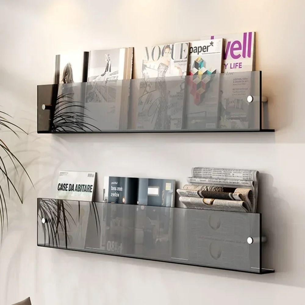 Acrylic Magazine Rack Brochure Holder Wall Mount Floating Bookshelves Italian Literature Organizer Pamphlet Stand Newspapers