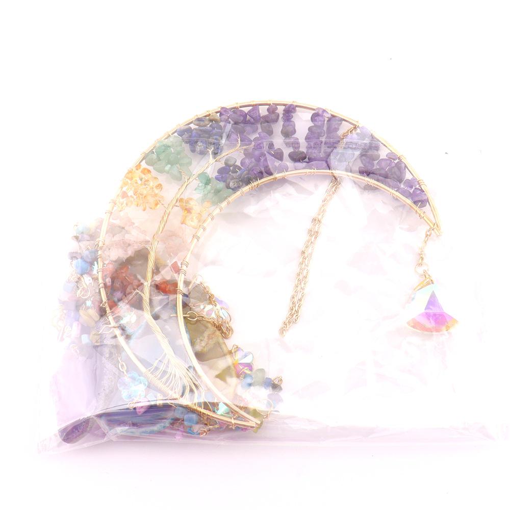 Tree of Life Agate Slice Crystal Pendant - Handmade Craft