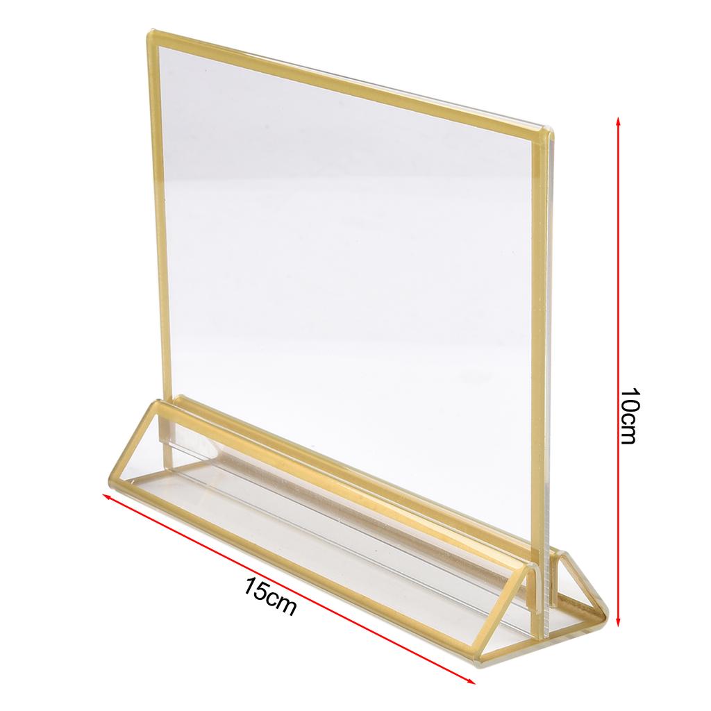 T-shaped Display Stand With Gold Borders 10*15cm/13*18cm/15*21cm Acrylic Double-sided Sign Vertical/horizontal