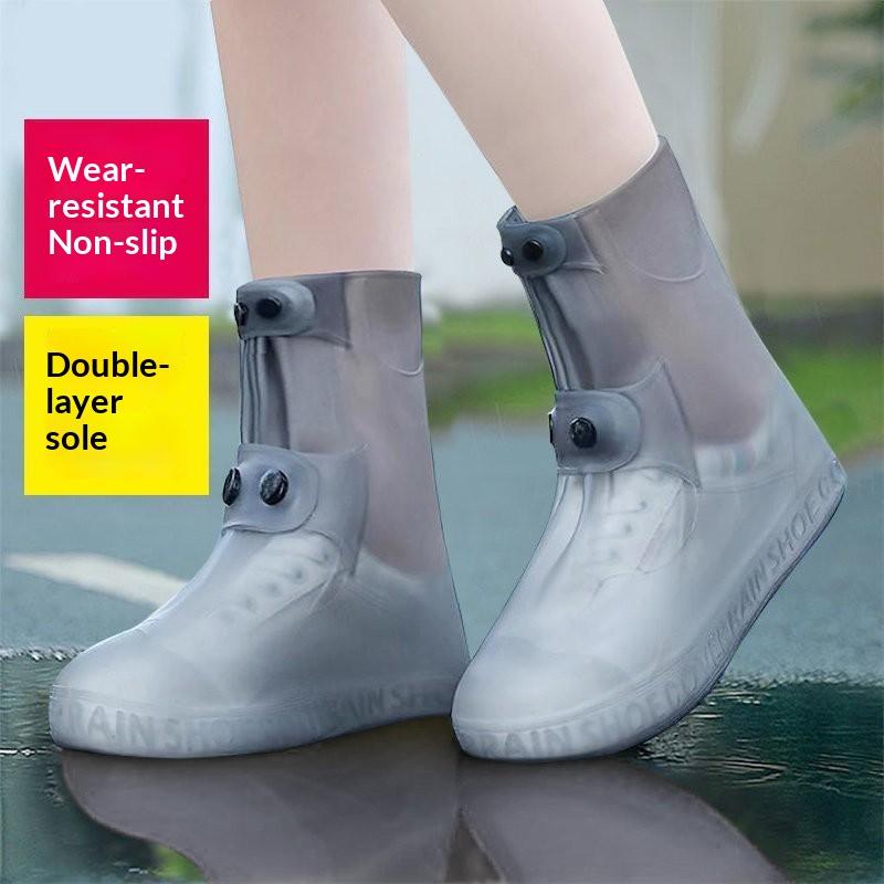 1Pair Tpu Shoe Cover Rain Boots Cover Waterproof Non-Slip Shoes Protector Outdoor Reusable Thickened Footwear