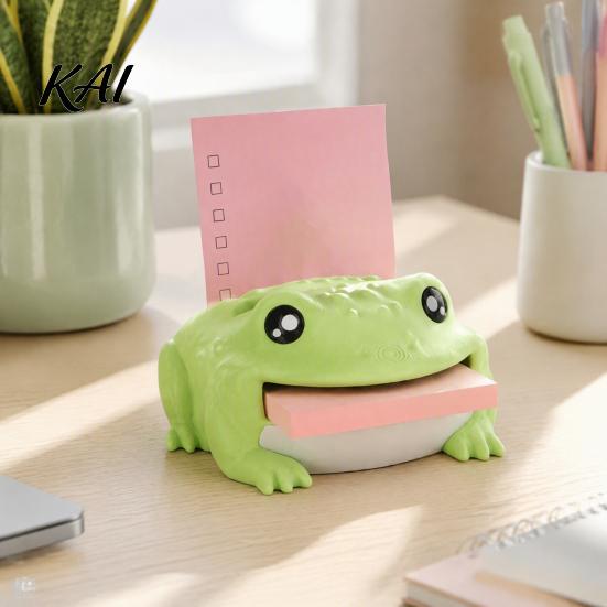 Office Stationery Decor Cute Frog Adhesive Note Dispenser, Creative Cartoon Animal Organizer, 3D School Supplies Organizer Print Stable Memo Stand for