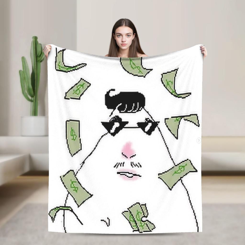 Relax Hamster Caveman Blanket Accessories Sofa Decorative Throw Blankets Lightweight Fleece for Bedroom
