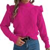 Women's Solid Color Fungus Edge Long Sleeve Stand-up Collar Pullover Sweater