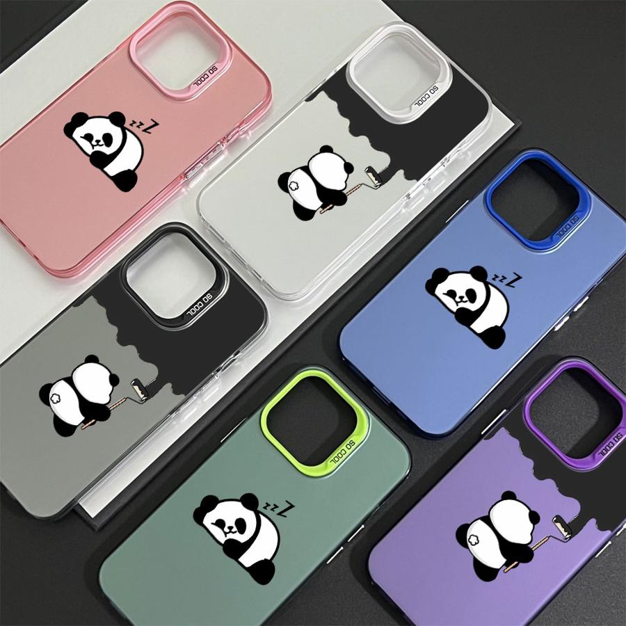 Soft Shell Phone Case for iPhone 14 15 16 Plus 11 12 13 Pro Max 16e Cute Cartoon Panda