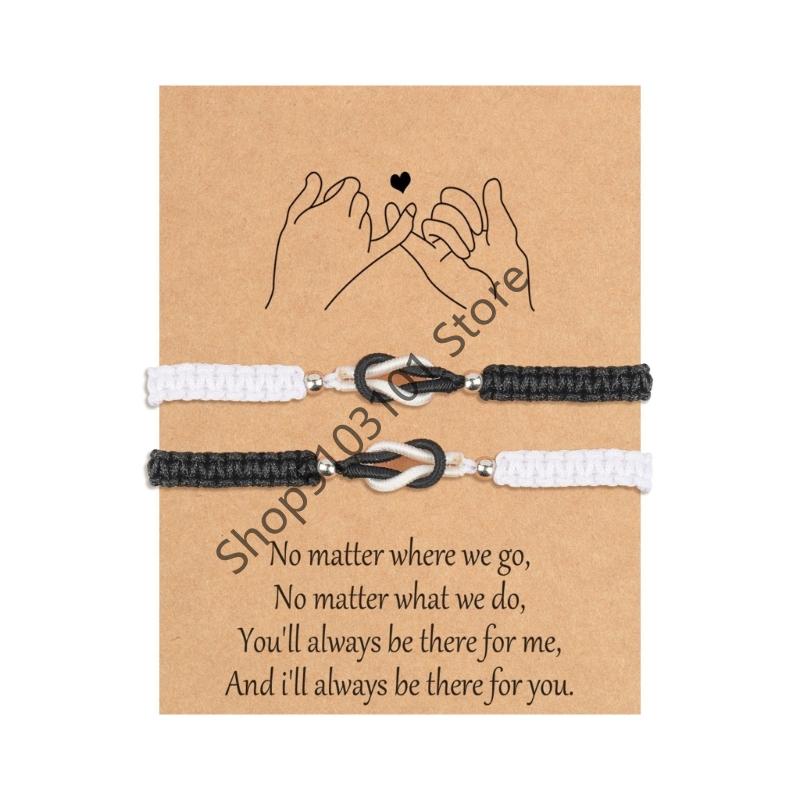 2pcs Forever Love Knot Bracelets Matching Couple Bracelet Anniversary Valentines Gifts for Boyfriend Girlfriend