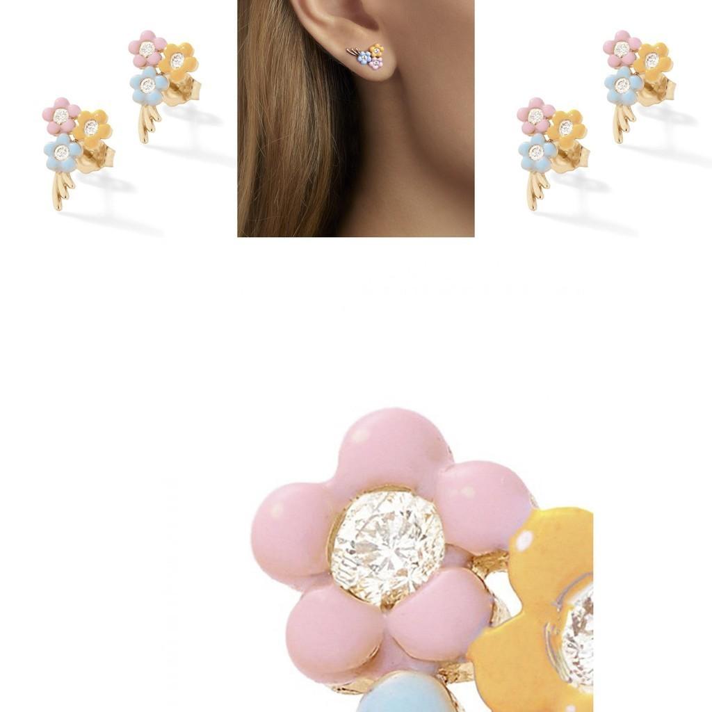 Floral Alloy Modern Earrings With Gemstone Inlays For Fashion Womens