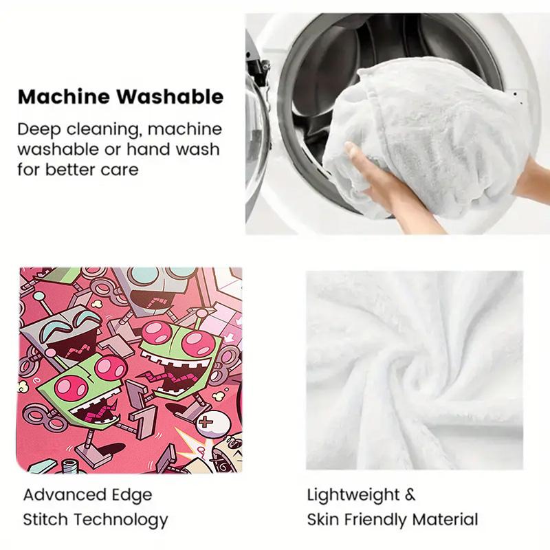Invader Zim 2D Flat Pattern Flannel Blanket High quality All Seasons Warmth and Comfort Perfect for Christmas Gifts.