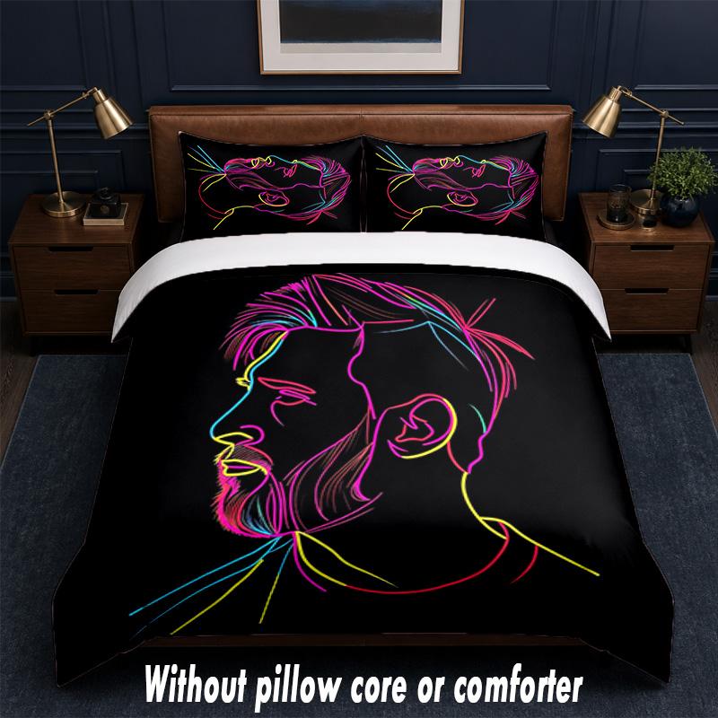 Set Biancheria da Letto Design Lionel Messi 1 Copripiumino + 2 Federe Morbido Traspirante Biancheria da Letto per la Casa