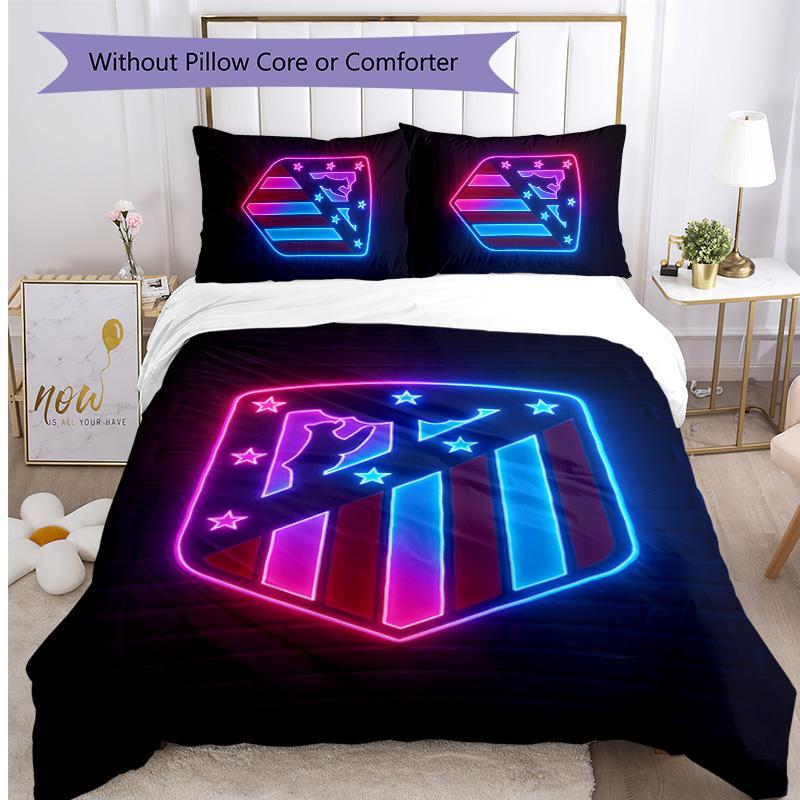 Set Biancheria da Letto 3 Pezzi con Stampa Atletico Madrid Morbido Delicato sulla Pelle Lavabile Copripiumino e Federe Set per Tutte le Stagioni Camera da Letto