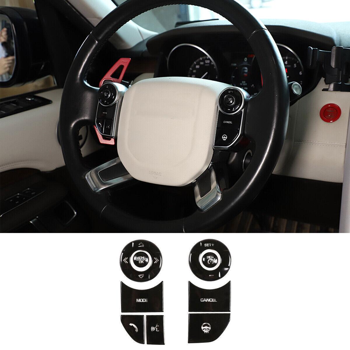 Alloy Black Steering Wheel Button Trim For Land Rover LR Range Rover Vogue 13-17