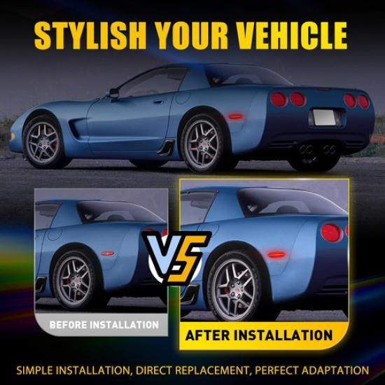 For 97-04 Chevy C5 Corvette LED Side Marker Turn Signal Rear Light Bumper Lamp K