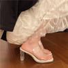 Fashion Women's Fashion Square Slippers Summer New Round Head Open Toe Transparent Strap Anti-slip Wear-resistant High Heels