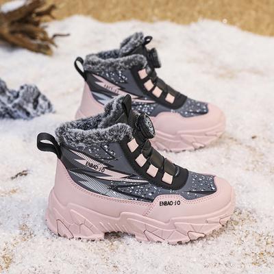 Kinder Schneestiefel Trendy All-Match Kid Winter Dicke Unterseite Baumwollschuh Mid Top Warm Mädchen Junge Anti-Rutsch Verschleiß-resistenter Stiefel