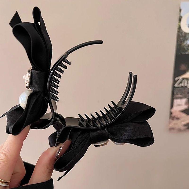 1pc Retro Exquisite Bow French Light Luxury Camellia Hair Clip, Meatball Head, Grab Clip, Female Ponytail Clip, Dished Hair