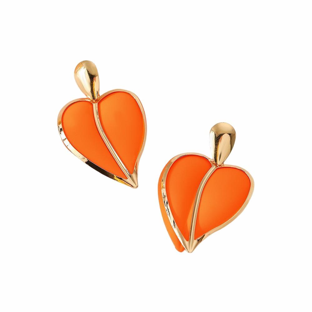 Women Earrings Colored Spray Paint Heart-shaped Water Drop Double Layer Earrings Lightweight Jewelry Accessories