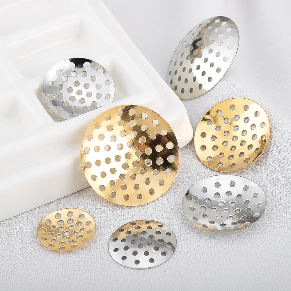 50pcs 14mm-25mm Brooch Base Brooches Bouquet Metal Disk Shell Flower Cabochon Bezel Round Blank For Diy Jewelry Making Wholesale