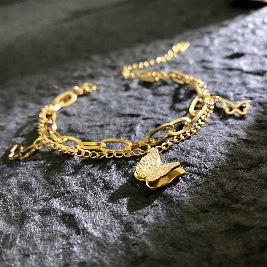 Europäischer & Amerikanischer Hip-Hop Stil Doppel-Lagen Titanarmband mit Römischen Ziffern & Kleeblatt-Anhänger