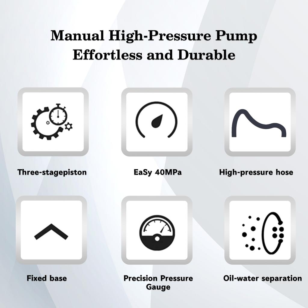 NUOGE Hand Pump 3-Stage 30mpa 4500Psi High Pressure Operated HPA Tank Hunting Car Bicycle