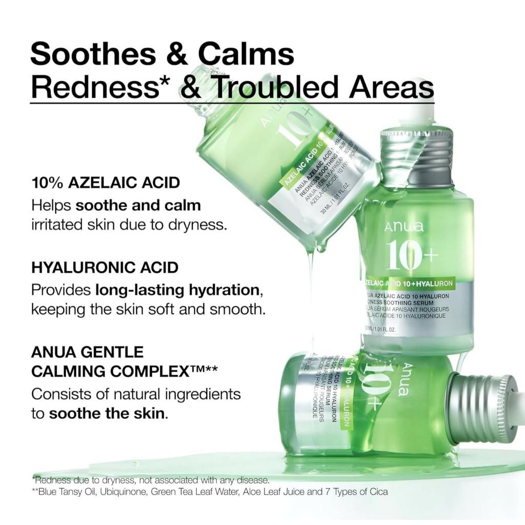 Anua Azelaic Acid 10 Hyaluron Redness Soothing Serum, 30mL