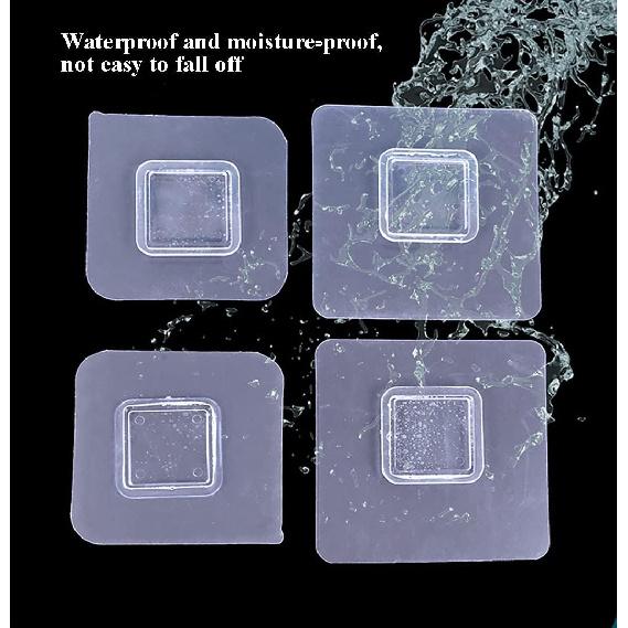 12 PCS Wall Mounted Replacement Sticky pads for Kitchen Bathroom Shower Caddy Organizer Rack Holder Nail Free Adhesive Hooks (Square)