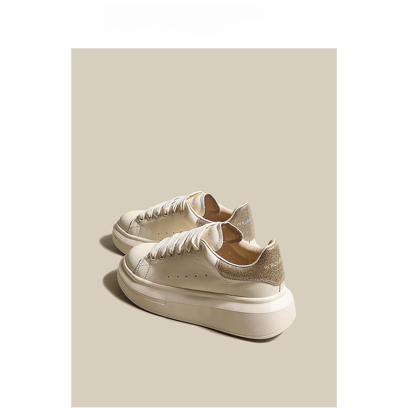 

Korean version of thick-soled color matching little white shoes women s 2025 spring new round head heightening casual sports shoes small board shoes 40 шампанского