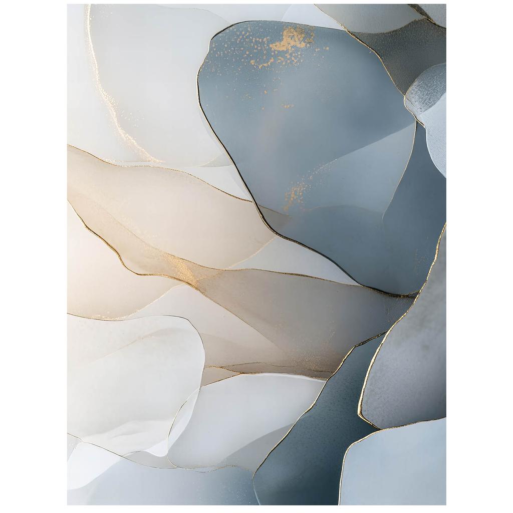 Floral Elegance In Shades of Blue Floral Elegance In Shades of Blue, 50X70 Cm, Black Aluminum Frame, 230 Gsm Matte Paper