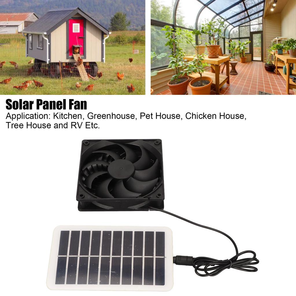Solar Power Panel Exhaust Fan 3W Energy Saving Odor Removal Portable Solar Powered Air Extractor for Pet Houses RVs