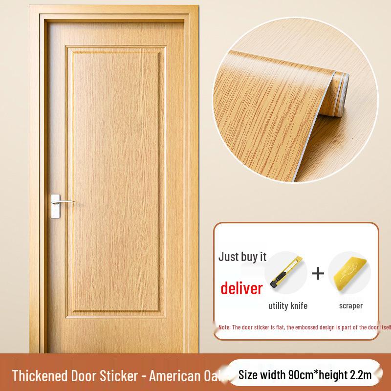 Self-Adhesive Wood Grain Door Renovation Sticker - Waterproof Decorative Cover-Up for Old Doors