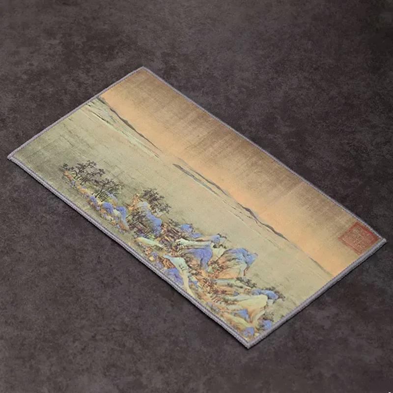 High-grade Thickened Plush Absorbent Tea Towel Painted Zen Tea Cloth Special Tea Table Rag Home Cleaning Tools Kitchen Towel 36x17cm