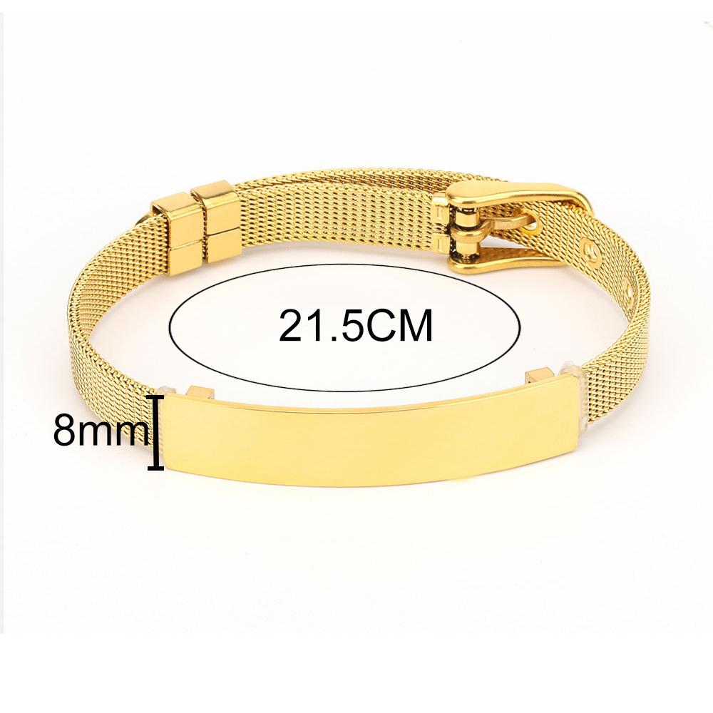 

Atoztide Engrave Name Mesh Bracelet For Women Men Stainless Steel Jewelry Buckle Bangle Personalized Christmas Birthday Gift No engrave&Silver color