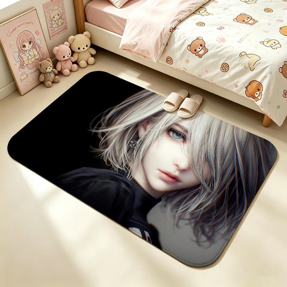 Game-NieR AutomataS Floor Mat Soft Non-Slip Bath Mat, Bedside Carpet, Absorbent Doormat for Home