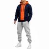 Men's Color Block Hoodie and Sweatpants Set Versatile Casual Athletic Tracksuit for Daily Wear