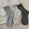 Summer Socks Boneless Stitched Cotton Socks Hollow Bow Thin Breathable Mid-High Thin Cotton Socks