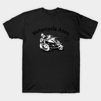 Herren Schwarzes Print T-Shirt Super Großes T-Shirt Cafe-Racer No-Cut Transferpapierdruck Baumwoll T-Shirt