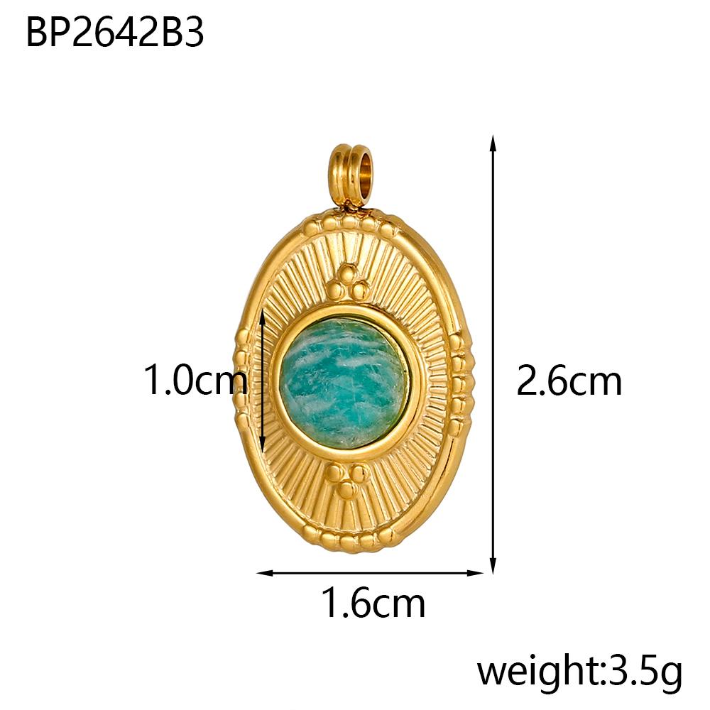 CARLIDANA Luxury Gold Plated Stainless Steel Charm Evil Eye Oval Heart Flower Colorful Natural Stone DIY Jewelry Making Women