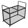 Rolling Sports Ball Storage Cart, Lockable Basketball Cage with Double Lids, Sport Equipment Holder Organizer for Indoor Outdoor, Steel Storage Rack