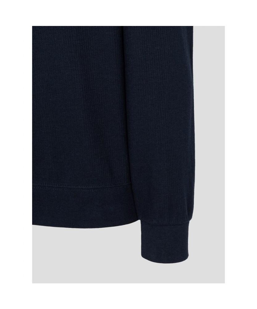 Binpolmen Textured Round Neck Long Sleeve T-Shirt Navy