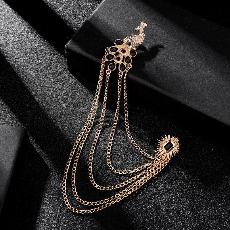 Alloy Peacock  Tassel Ceremony Banquet Corsage  Jewelry Clothing Accessory Vintage Brooch Men Women Brooch