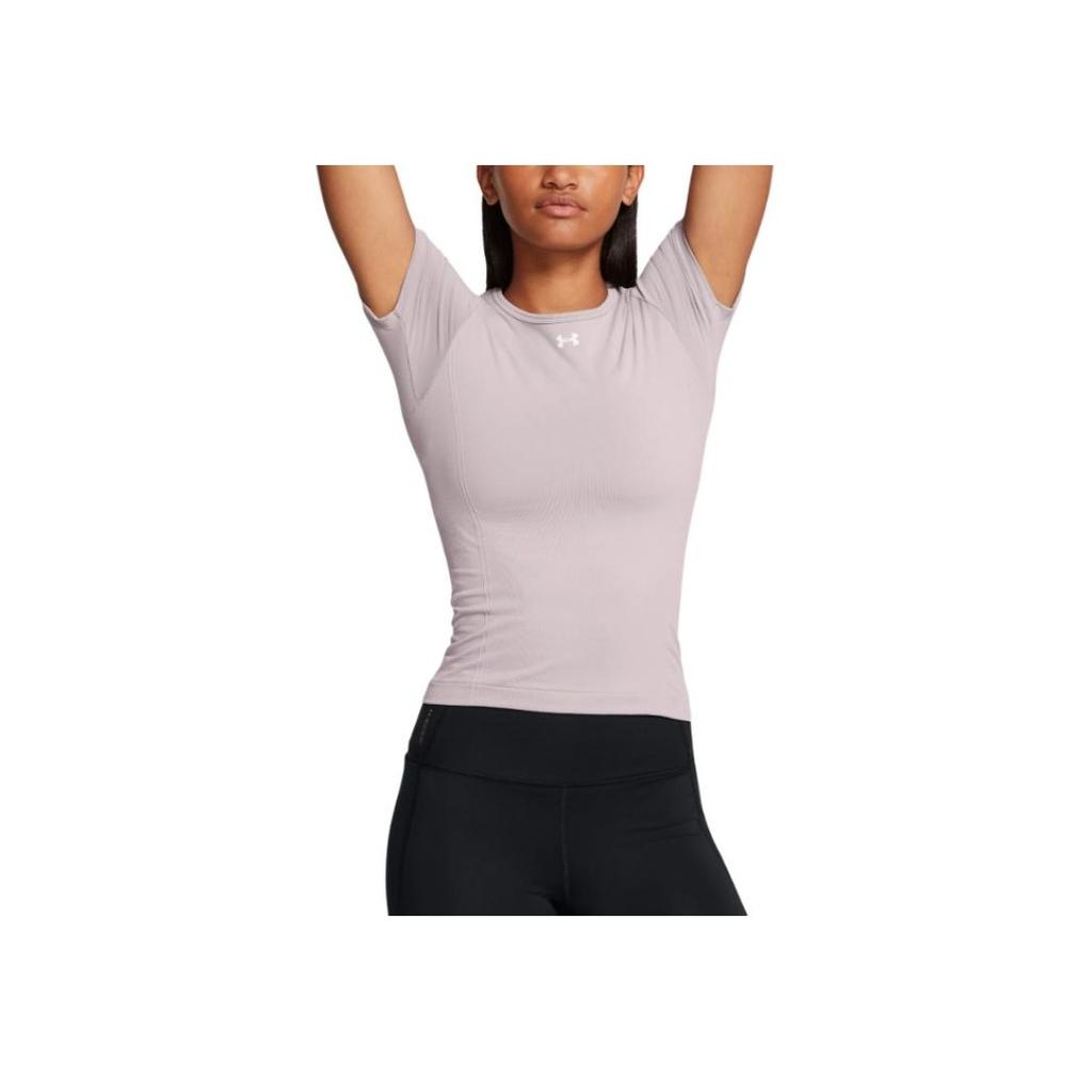 Under Armour Train Seamless Round Neck Fashion Versatile Quick Dry Short Sleeve Regular T-Shirt Women Tops Gray 1379149-015