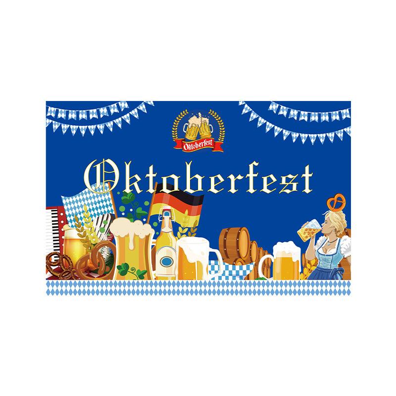 Munich Oktoberfest Outdoor Patio Party Bunting Banner, German Theme Backdrop Decor, Waterproof Durable Festival Flag