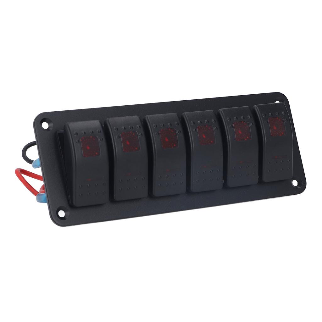 6 Gang Rocker Switch Panel LED Backlit On Off Switch Waterproof Circuit Protection for Car RV Bus Marine Boat ATV UTV