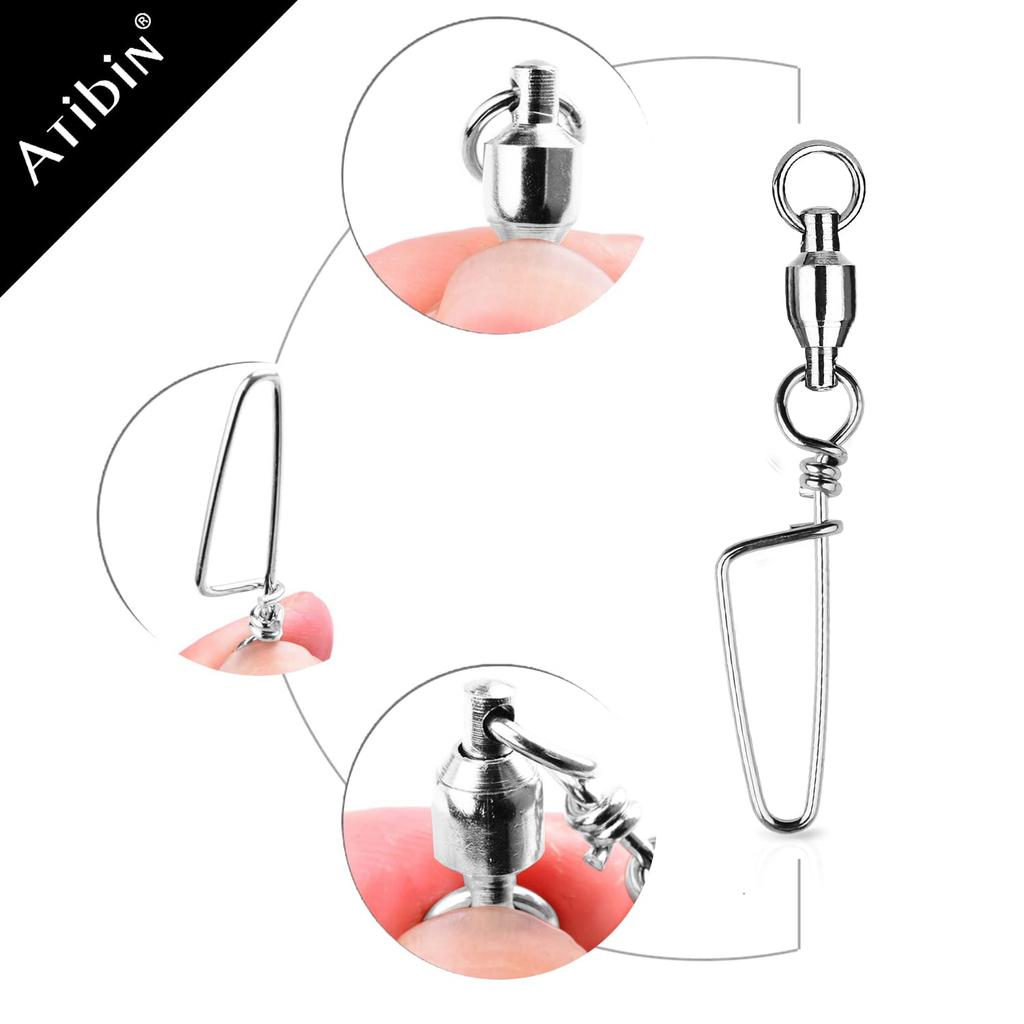 Atibin Fishing Swivels with Rolling Swivels for Mountain Stream Coast Rock 25 Pieces Snaps, Fishing, Jigging, Fishing, 140kg,