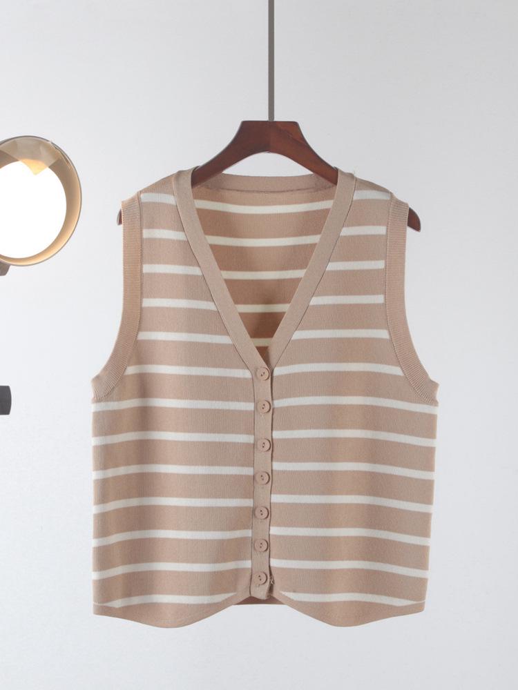 Striped Sleeveless Cardigan for Women - French Chic Autumn 2026 Vest