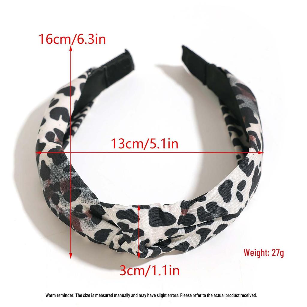 Elegant Women's Retro Leopard Print Wide Knot Hairband