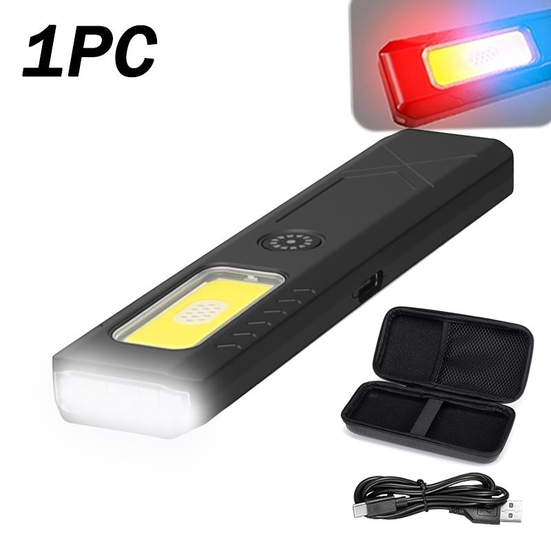 Mini Portable LED Handheld Flashlight USB Rechargeable EDC Flashlight with Emergency Red and Blue Lamp Outdoor Pen Clip Headlamp