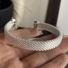 Bracciale Retrò 100% Argento Sterling 925 per Donne Uomini Vintage Fatto a Mano Forma a Rete Bracciale Semplice Regalo di Compleanno