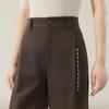 Women's Wool Blend High-Waist Pleated Wide-Leg Trousers