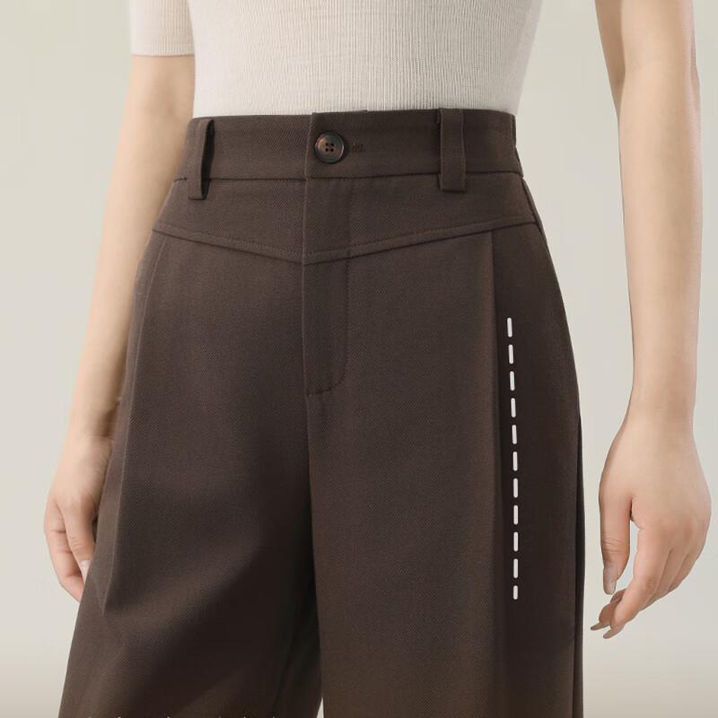 Women's Wool Blend High-Waist Pleated Wide-Leg Trousers