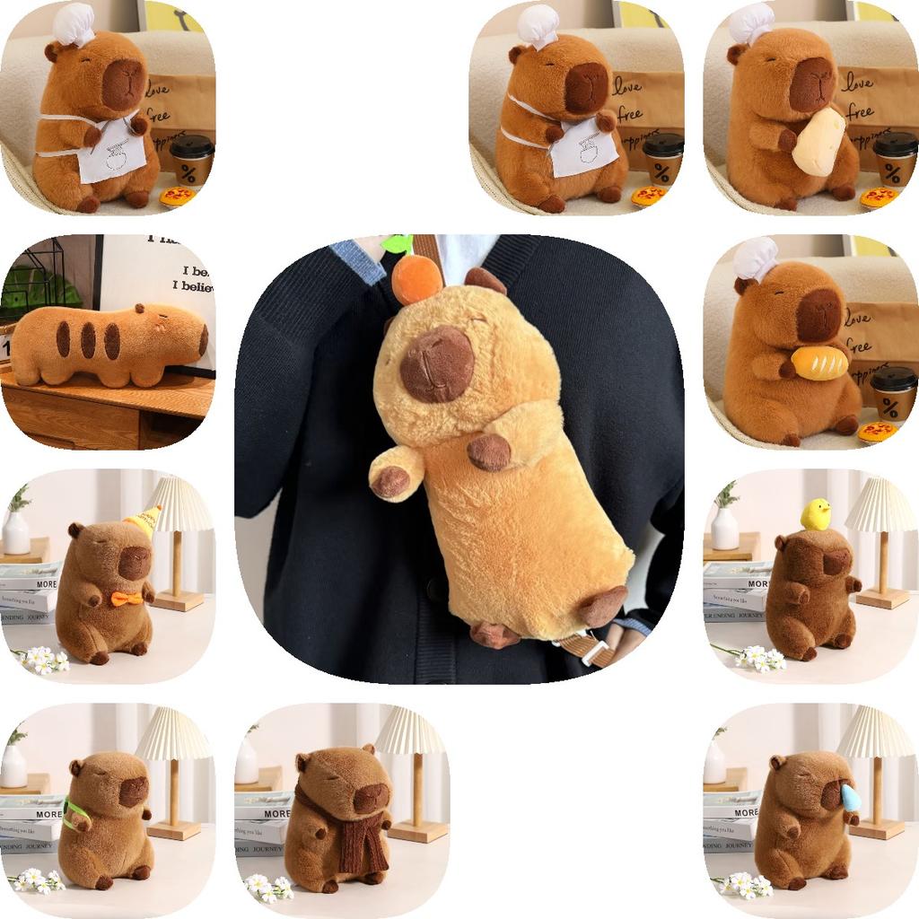 Toy Capybara Plush Animal Doll Shoulder Bag Chef Costume Children Holiday Gift