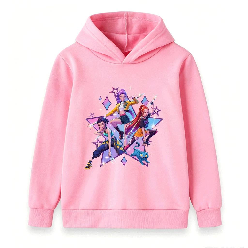 Kids Girls Boys Hoodie Cartoon 3 Action Characters Print Casual Long Sleeve Pullover Sweatshirt for Children